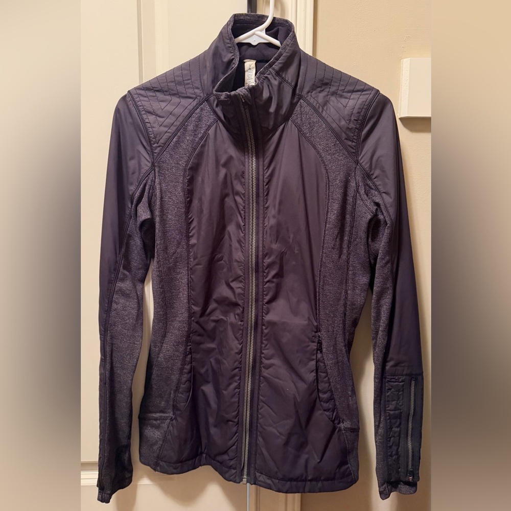 Lululemon Dark Gray Heather Mixed Media Full Zip Running Jacket Size 6
